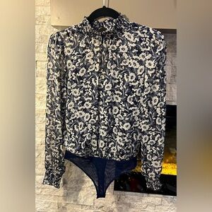 Socialite Bodysuit Black/White Floral w/Cami Small Preowned